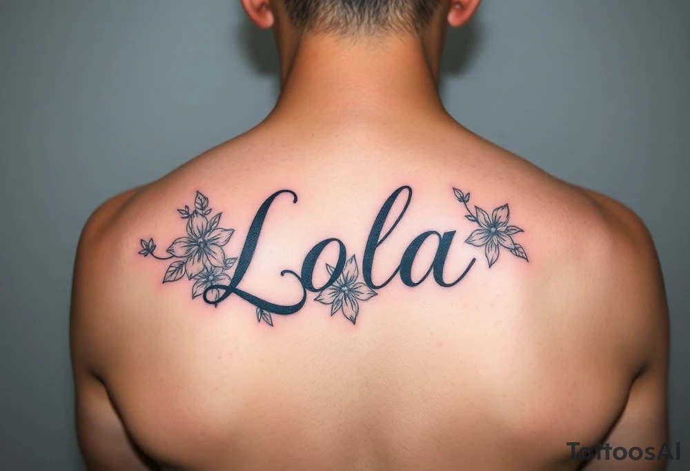 The name Lola  with flowers and 01-10-2024 tattoo idea
