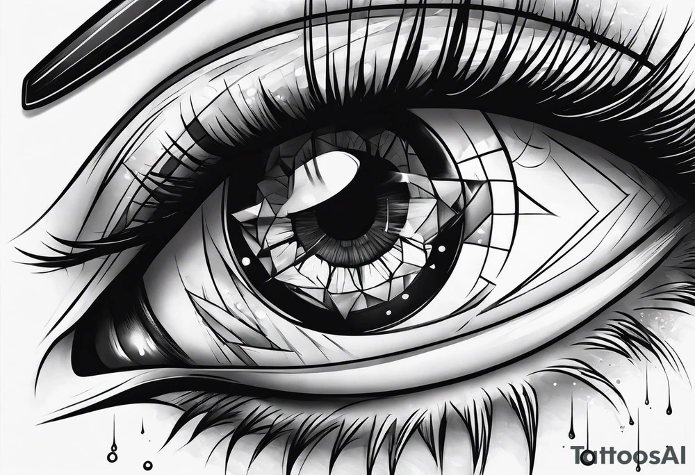 Empty eyes with a knife on it tattoo idea