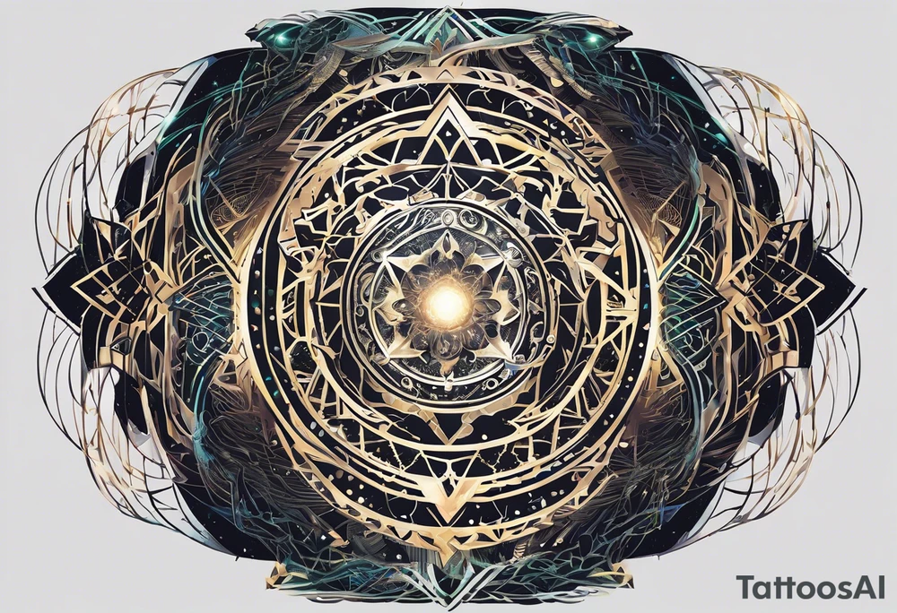luminous trail that transcends time and space, etched onto your skin. The trail blurs into existence, its edges pulsating with energy. Imagine it as a ribbon of iridescent light, weaving through a cybernetic lattice—a fusion of biomechanics and cosmic velocity. tattoo idea