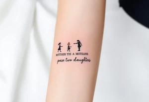 Silhouette of a mother passing 2 flames to two daughters tattoo idea