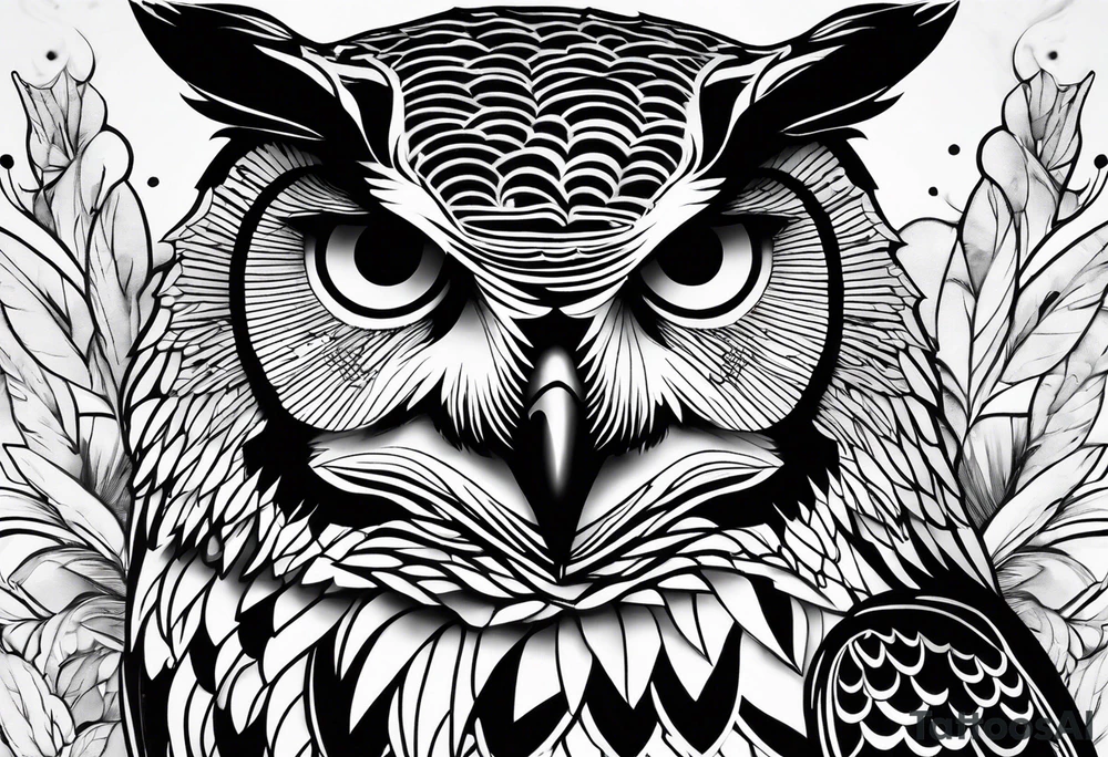 powerful owl, close-up tattoo idea