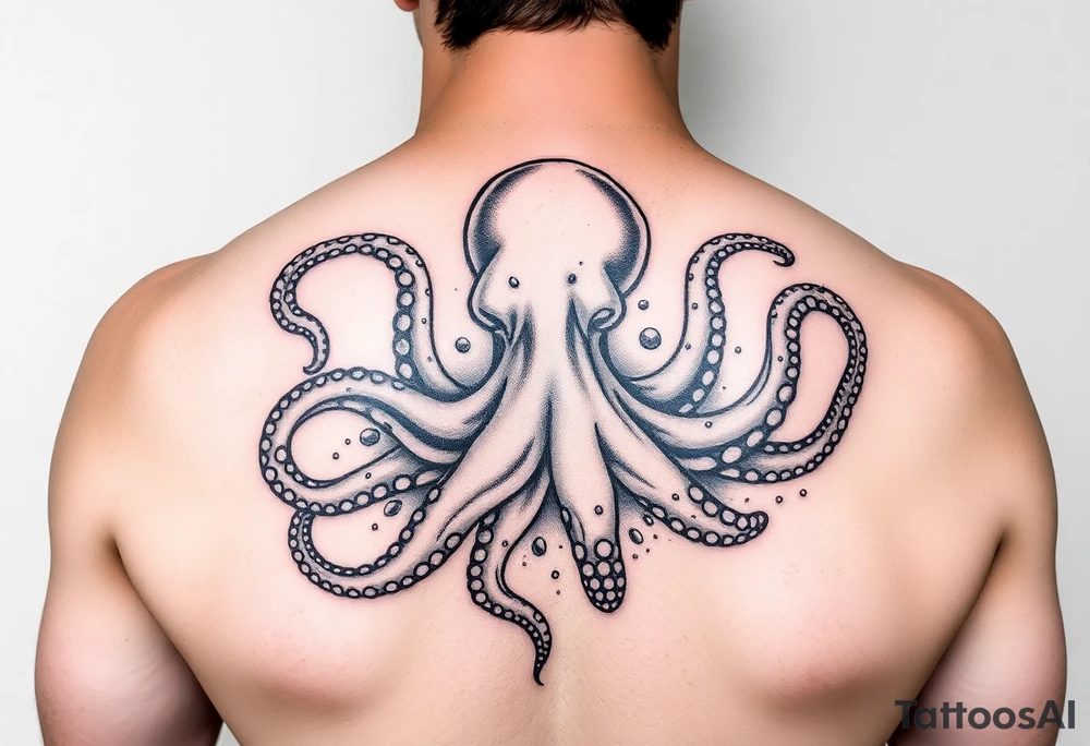 Octopus with sea background tattoo idea