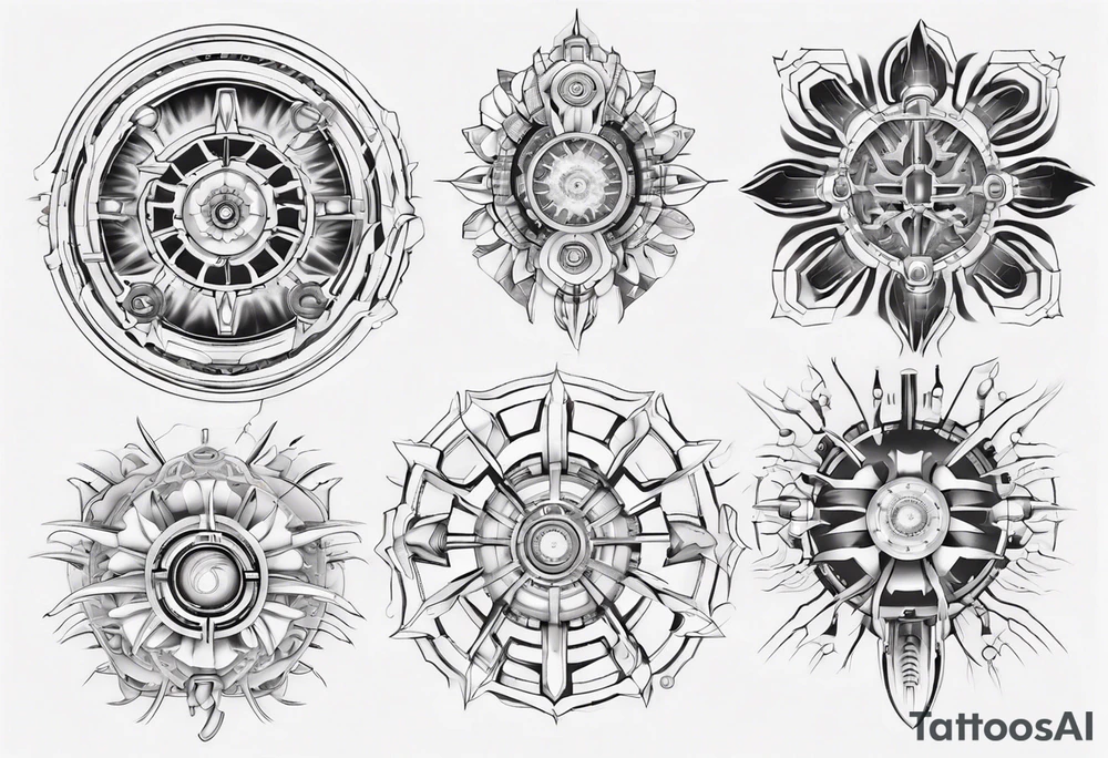 Make a mandala with a futuristic look tattoo idea Make a mandala with a futuristic look tattoo idea