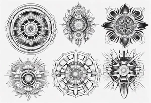 Make a mandala with a futuristic look tattoo idea