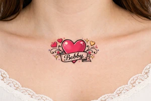 Heart cute adorable beautiful girly preppy heart tattoos with women boyfriends name that is named Bobby tattoo idea