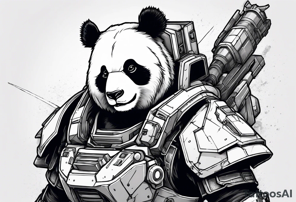Panda dressed as a gundam tattoo idea
