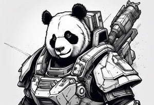 Panda dressed as a gundam tattoo idea