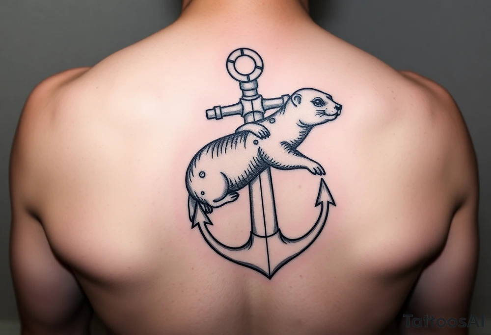 Weasel wrapped on anchor tattoo idea