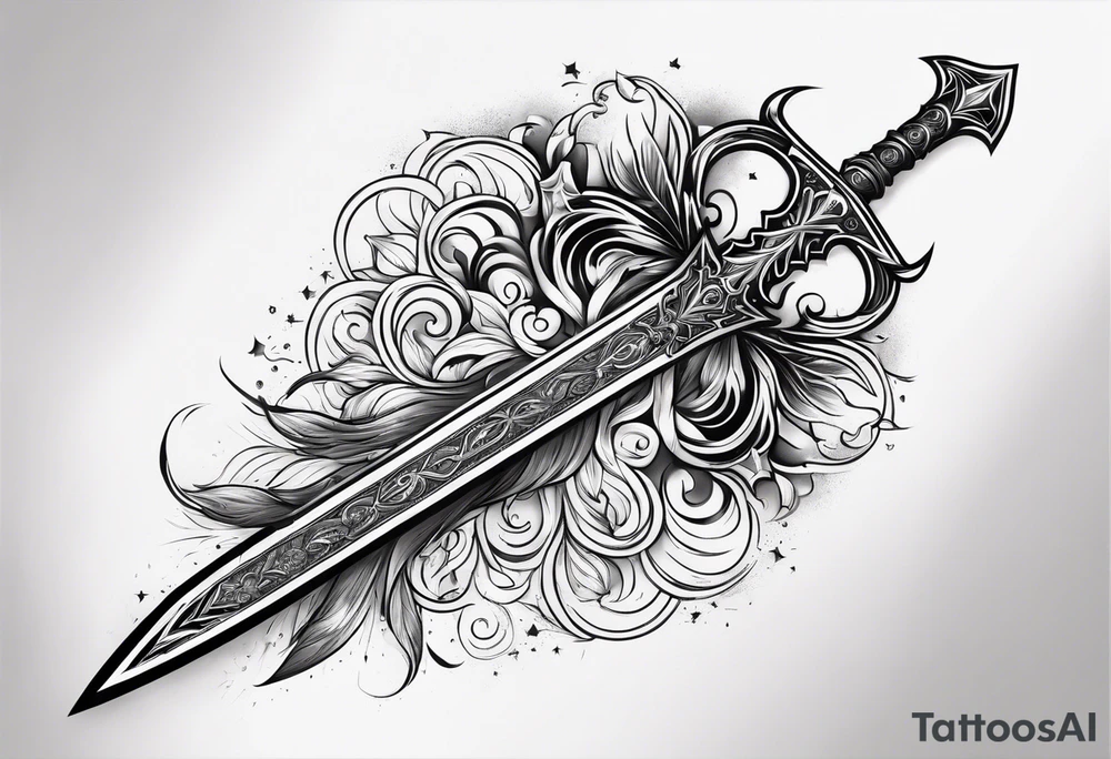 Excalibur sword with fire around it tattoo idea