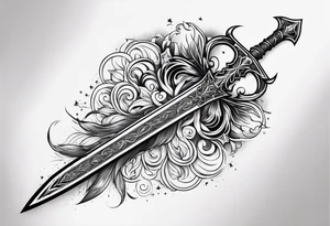 Excalibur sword with fire around it tattoo idea