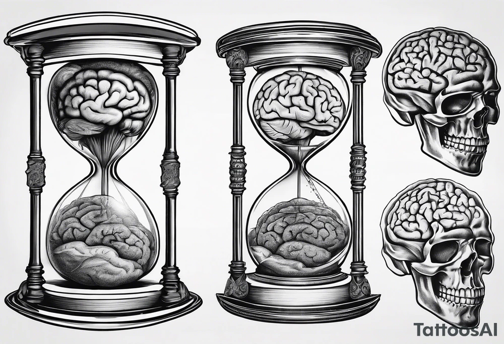 Human anatomical brain inside hourglass for man tattoo idea Human anatomical brain inside hourglass for man tattoo idea