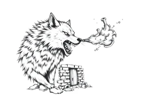 Big bad wolf  blowing a brick house down tattoo idea