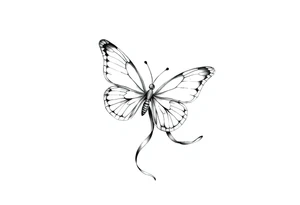 ethereal butterfly with flowing silk ribbons in moonlight tattoo idea