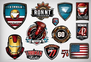 Ironman Triathlon Logo including the Number 70.2 and some typical North Carolina Symbols. Symbols of running swimming and biking tattoo idea