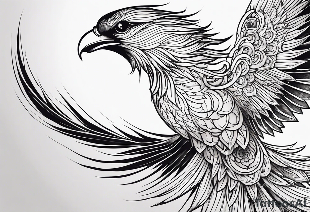 Side view of phoenix tattoo idea
