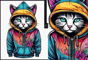 Emo emo cat in a hoodie tattoo idea