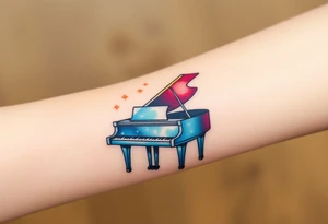 Grand piano under stars tattoo idea