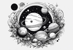 universe, planets, stars tattoo idea