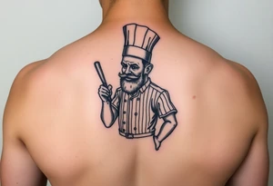 Culinary chef wearing a baseball umpire outfit tattoo idea