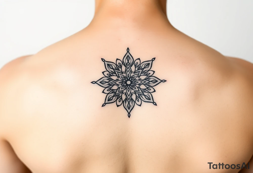 Ornamental thin line mandala tattoo idea