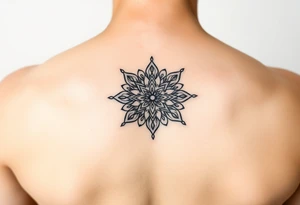 Ornamental thin line mandala tattoo idea