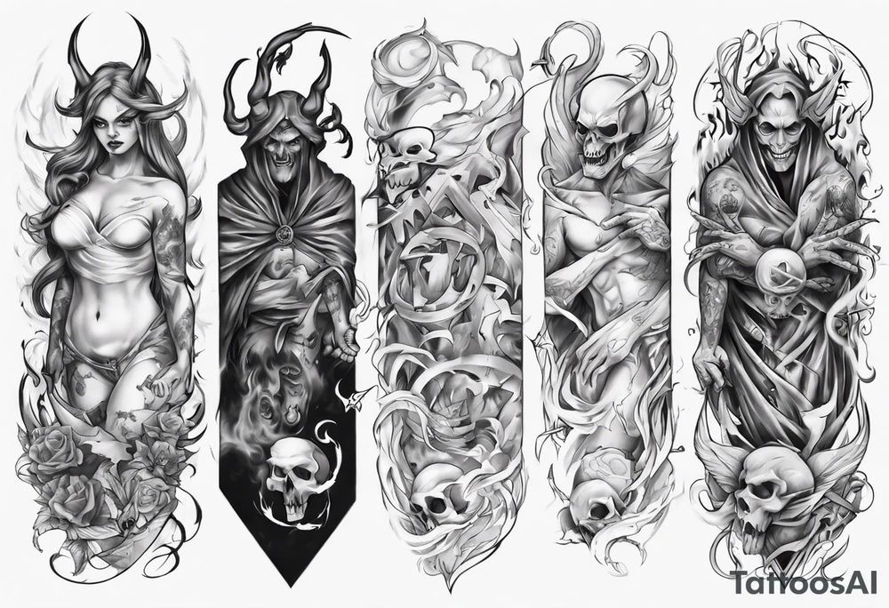 Sleeve good and evil tattoo idea