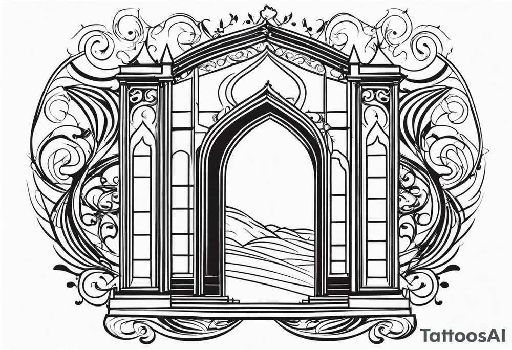israel gate vector swirl vignette tattoo idea