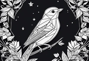 Geometric small bird tattoo idea