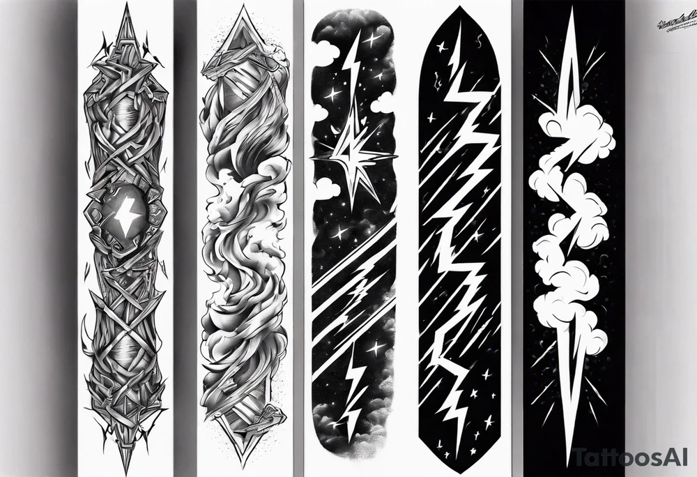 forearm sleeve lightning and clouds pattern tattoo idea forearm sleeve lightning and clouds pattern tattoo idea