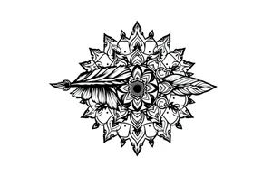 spiritual feather indian mandala shaman rune tattoo idea