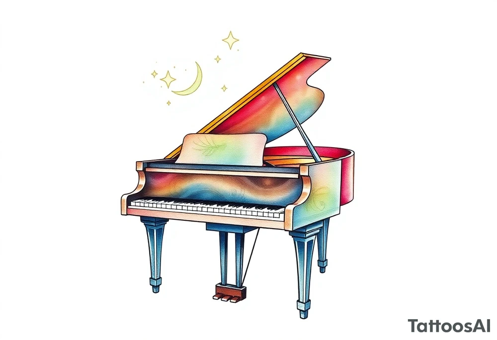 a grand piano under the stars tattoo idea
