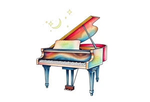 a grand piano under the stars tattoo idea