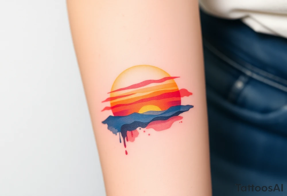 A realistic sunset tattoo idea