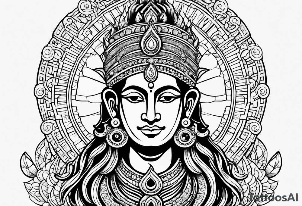 Powerful Lord Vishnu tattoo idea