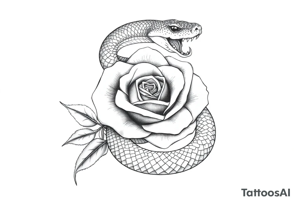 Snake wrapped around a rose tattoo idea