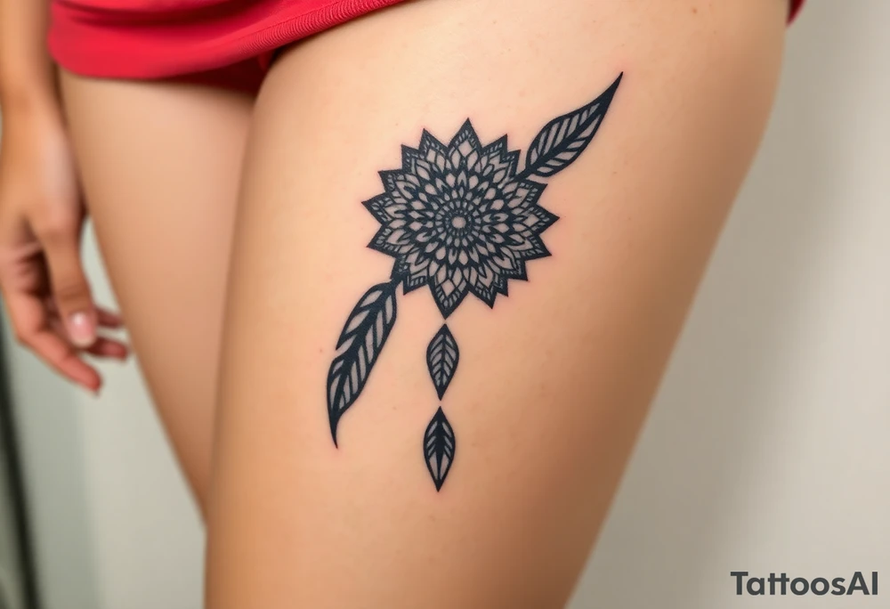 spiritual feather indian mandala shaman tattoo idea
