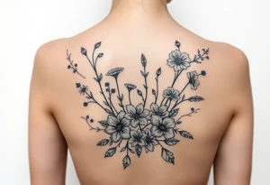 Northern woods with wild flowers tattoo idea
