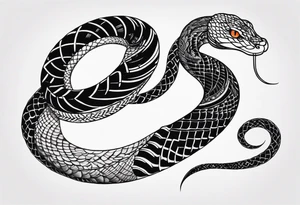 Snake tattoo for placement along the spine in japanese style to symbolise a journey of healing and transformation with reference to ying yang tattoo idea