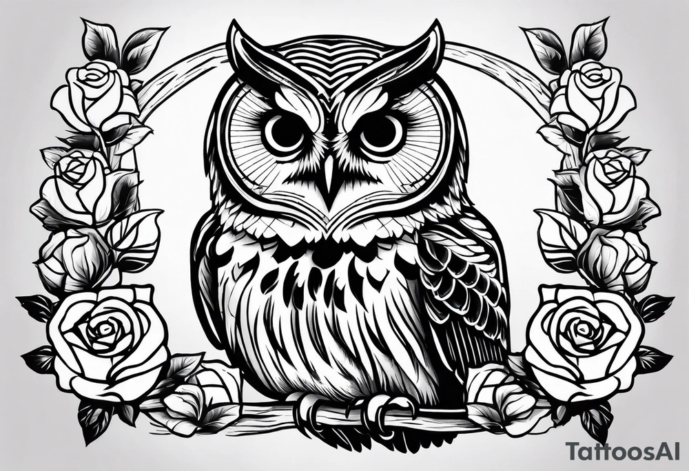 Barred owl with a rose tattoo idea