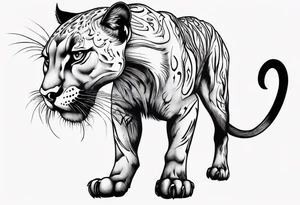 A black vicious pumas walking, but looking to the side tattoo idea