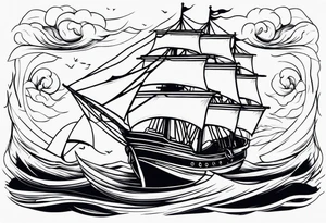 Nautical ships whee in storm tattoo idea