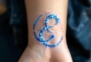 An ethereal Aries sign tattoo uses dots of light-blue and white to form the Aries star constellation in a dreamy galaxy swirl. tattoo idea