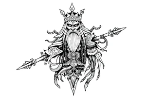 long shaman mytical with ancient rhyme tattoo idea