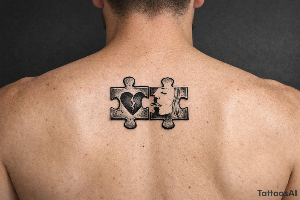 Two puzzle pieces that would only fit together with only the two to make one for two lovers tattoo idea