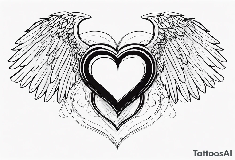 Memory Love Angel Wings Heart tattoo idea