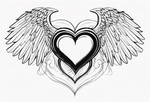 Memory Love Angel Wings Heart tattoo idea