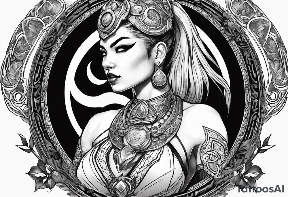 Mortal kombat woman with ornament a round her like sampagitajay tattoo idea