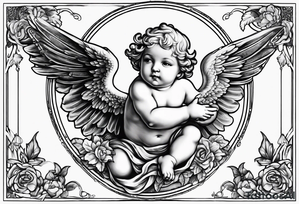 Cherub flying renaissance tattoo idea
