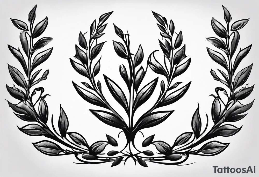An olive branch wrap for the forearm that converts into a thorn crown at the bottom tattoo idea
