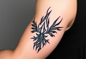 a flame in a roots form tattoo idea